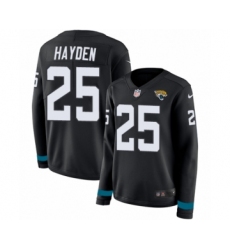 Women's Nike Jacksonville Jaguars #25 D.J. Hayden Limited Black Therma Long Sleeve NFL Jersey