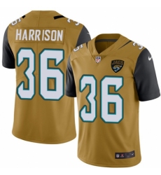 Men's Nike Jacksonville Jaguars #36 Ronnie Harrison Limited Gold Rush Vapor Untouchable NFL Jersey