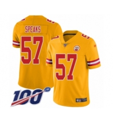 Youth Kansas City Chiefs #57 Breeland Speaks Limited Gold Inverted Legend 100th Season Football Jersey