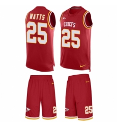 Men's Nike Kansas City Chiefs #25 Armani Watts Limited Red Tank Top Suit NFL Jersey