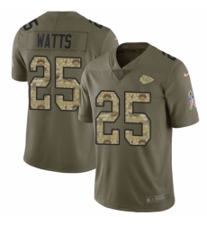Youth Nike Kansas City Chiefs #25 Armani Watts Limited Olive/Camo 2017 Salute to Service NFL Jersey
