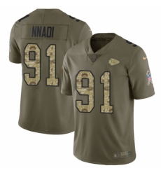 Youth Nike Kansas City Chiefs #91 Derrick Nnadi Limited Olive/Camo 2017 Salute to Service NFL Jersey