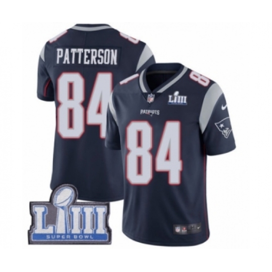 Youth Nike New England Patriots #84 Cordarrelle Patterson Navy Blue Team Color Vapor Untouchable Limited Player Super Bowl LIII Bound NFL Jersey