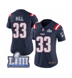 Women's Nike New England Patriots #33 Jeremy Hill Limited Navy Blue Rush Vapor Untouchable Super Bowl LIII Bound NFL Jersey