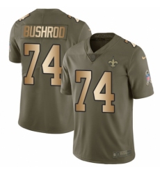 Youth Nike New Orleans Saints #74 Jermon Bushrod Limited Olive/Gold 2017 Salute to Service NFL Jersey