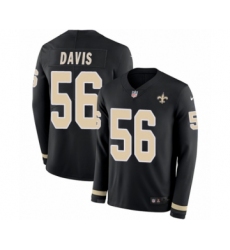 Men's Nike New Orleans Saints #56 DeMario Davis Limited Black Therma Long Sleeve NFL Jersey