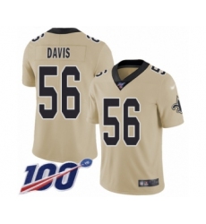 Youth New Orleans Saints #56 DeMario Davis Limited Gold Inverted Legend 100th Season Football Jersey
