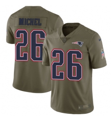 Men's Nike New England Patriots #26 Sony Michel Limited Olive 2017 Salute to Service NFL Jersey