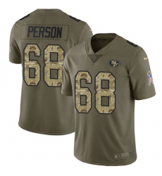 Men's Nike San Francisco 49ers #68 Mike Person Limited Olive Camo 2017 Salute to Service NFL Jersey