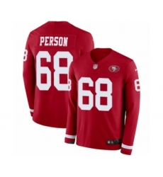 Men's Nike San Francisco 49ers #68 Mike Person Limited Red Therma Long Sleeve NFL Jersey