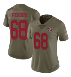 Women Nike San Francisco 49ers #68 Mike Person Limited Olive 2017 Salute to Service NFL Jersey