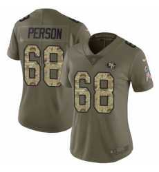 Women Nike San Francisco 49ers #68 Mike Person Limited Olive Camo 2017 Salute to Service NFL Jersey