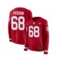 Women's Nike San Francisco 49ers #68 Mike Person Limited Red Therma Long Sleeve NFL Jersey