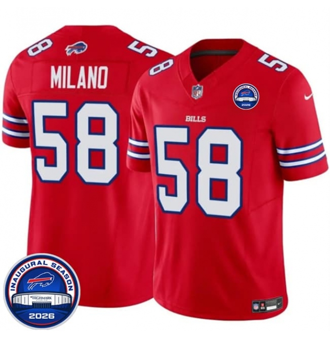 Men's Buffalo Bills #58 Matt Milano Red F.U.S.E. 2026 Inaugural Season at Highmark Stadium Football Stitched Jersey