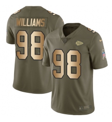 Men's Nike Kansas City Chiefs #98 Xavier Williams Limited Olive Gold 2017 Salute to Service NFL Jersey