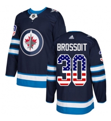 Youth Adidas Winnipeg Jets #30 Laurent Brossoit Authentic Navy Blue USA Flag Fashion NHL Jersey