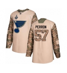 Men's St. Louis Blues #57 David Perron Authentic Camo Veterans Day Practice 2019 Stanley Cup Final Bound Hockey Jersey