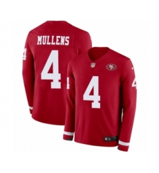 Men's Nike San Francisco 49ers #4 Nick Mullens Limited Red Therma Long Sleeve NFL Jersey