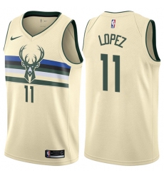Women's Nike Milwaukee Bucks #11 Brook Lopez Swingman Cream NBA Jersey - City Edition