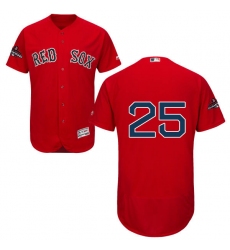 Men's Majestic Boston Red Sox #25 Steve Pearce Red Alternate Flex Base Authentic Collection 2018 World Series Champions MLB Jersey