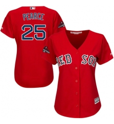 Women's Majestic Boston Red Sox #25 Steve Pearce Authentic Red Alternate Home 2018 World Series Champions MLB Jersey