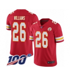 Men's Kansas City Chiefs #26 Damien Williams Red Team Color Vapor Untouchable Limited Player 100th Season Football Jersey