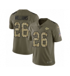 Men's Nike Kansas City Chiefs #26 Damien Williams Limited Olive Camo 2017 Salute to Service NFL Jersey