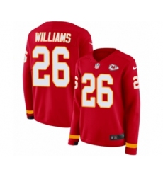 Women's Nike Kansas City Chiefs #26 Damien Williams Limited Red Therma Long Sleeve NFL Jersey