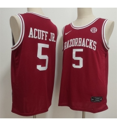 Men's Arkansas Razorbacks #5 Darius Acuff Jr. Red Stitched Football Jersey