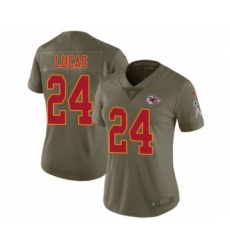 Women's Nike Kansas City Chiefs #24 Jordan Lucas Limited Olive 2017 Salute to Service NFL Jersey