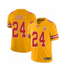 Youth Kansas City Chiefs #24 Jordan Lucas Limited Gold Inverted Legend Football Jersey