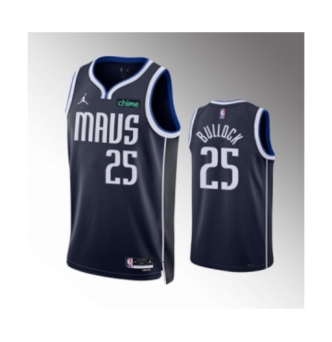 Men's Dallas Mavericks #25 Reggie Bullock Navy Statement Edition Stitched Basketball Jersey