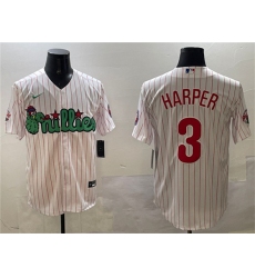 Men's Philadelphia Phillies #3 Bryce Harper White Phanatic Cool Base Stitched Jersey