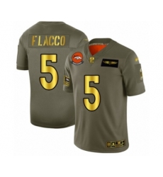 Men's Denver Broncos #5 Joe Flacco Olive Gold 2019 Salute to Service Limited Football Jersey