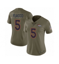 Women's Denver Broncos #5 Joe Flacco Limited Olive 2017 Salute to Service Football Jersey
