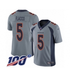 Youth Denver Broncos #5 Joe Flacco Limited Silver Inverted Legend 100th Season Football Jersey