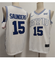 Men's Duke Blue Devils #15 Richie Saunders White Stitched Basketball Jersey