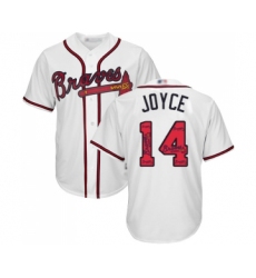 Men's Atlanta Braves #14 Matt Joyce Authentic White Team Logo Fashion Cool Base Baseball Jersey