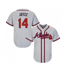 Men's Atlanta Braves #14 Matt Joyce Replica Grey Road Cool Base Baseball Jersey