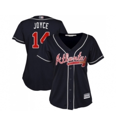 Women's Atlanta Braves #14 Matt Joyce Replica Blue Alternate Road Cool Base Baseball Jersey