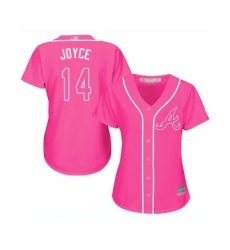 Women's Atlanta Braves #14 Matt Joyce Replica Red Alternate Cool Base Baseball Jersey
