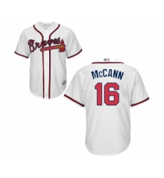 Men's Atlanta Braves #16 Brian McCann Replica White Home Cool Base Baseball Jersey