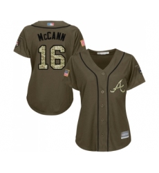 Women's Atlanta Braves #16 Brian McCann Authentic Green Salute to Service Baseball Jersey
