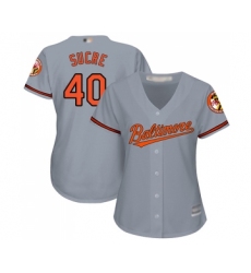 Women's Baltimore Orioles #40 Jesus Sucre Replica Grey Road Cool Base Baseball Jersey