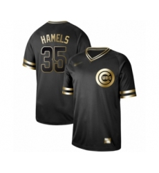 Men's Chicago Cubs #35 Cole Hamels Authentic Black Gold Fashion Baseball Jersey