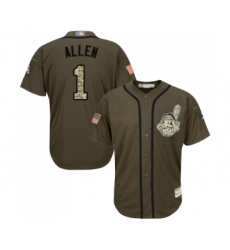 Men's Cleveland Indians #1 Greg Allen Authentic Green Salute to Service Baseball Jersey
