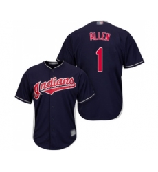 Men's Cleveland Indians #1 Greg Allen Replica Navy Blue Alternate 1 Cool Base Baseball Jersey