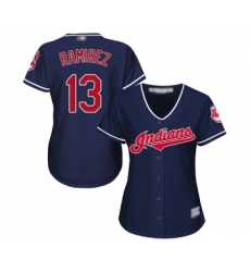Women's Cleveland Indians #13 Hanley Ramirez Replica Navy Blue Alternate 1 Cool Base Baseball Jersey