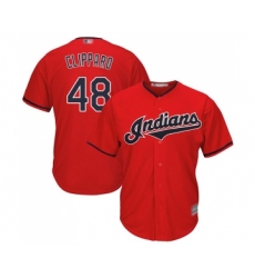 Men's Cleveland Indians #48 Tyler Clippard Replica Scarlet Alternate 2 Cool Base Baseball Jersey