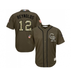 Men's Colorado Rockies #12 Mark Reynolds Authentic Green Salute to Service Baseball Jersey